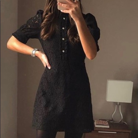 Zara Black Lace Mini Dress Rhinestone 